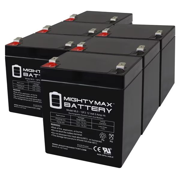 12V 5Ah F2 SLA Replacement Battery for Niemans NP412 - 6PK, Mighty Max Battery, Mfr#: MAX3979813
